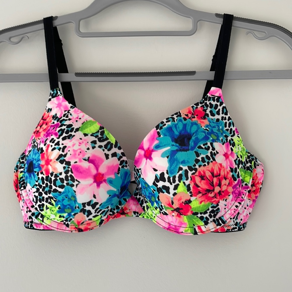 PINK Victoria’s Secret Floral Sexy Padded Push Up Bra 34C Excellent Condition